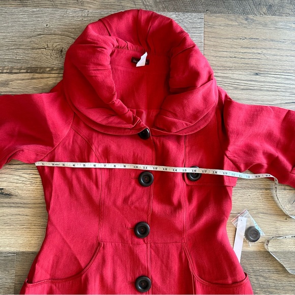 NWT Red Collared Long Peacoat Large - Picture 8 of 12